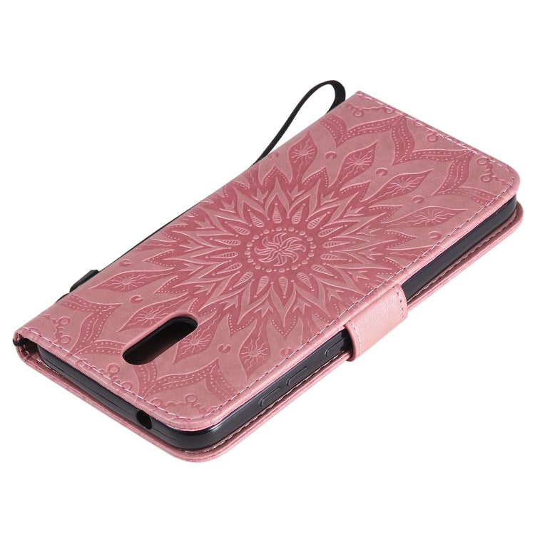 For Nokia 2.3 Embossed Sunflower Pattern Horizontal Flip PU Leather Case with Holder & Card Slots & Wallet & Lanyard