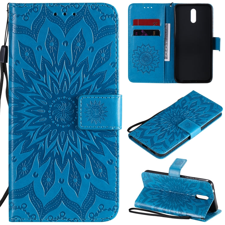 For Nokia 2.3 Embossed Sunflower Pattern Horizontal Flip PU Leather Case with Holder & Card Slots & Wallet & Lanyard