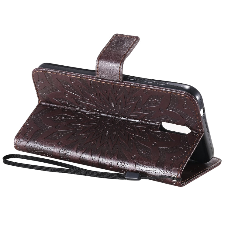 For Nokia 2.3 Embossed Sunflower Pattern Horizontal Flip PU Leather Case with Holder & Card Slots & Wallet & Lanyard
