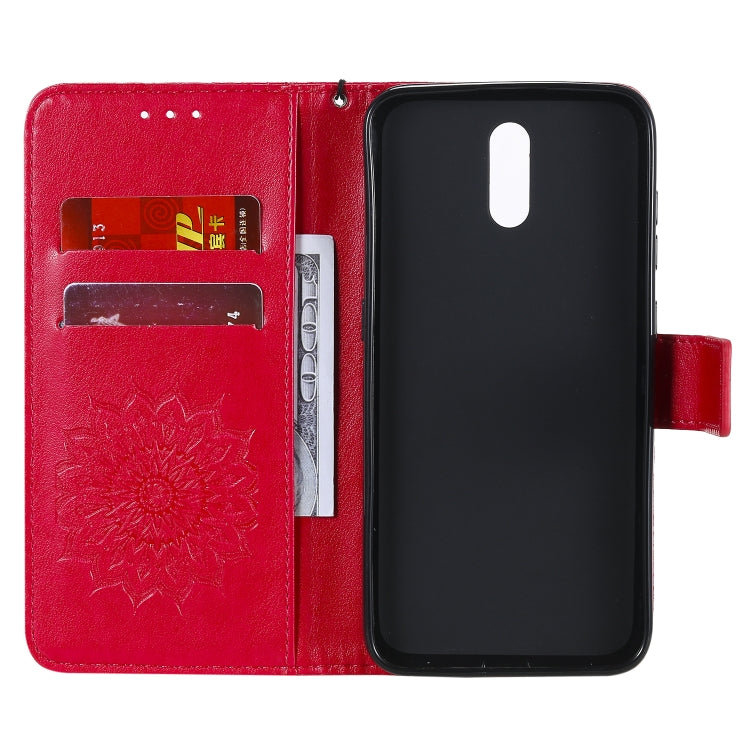 For Nokia 2.3 Embossed Sunflower Pattern Horizontal Flip PU Leather Case with Holder & Card Slots & Wallet & Lanyard