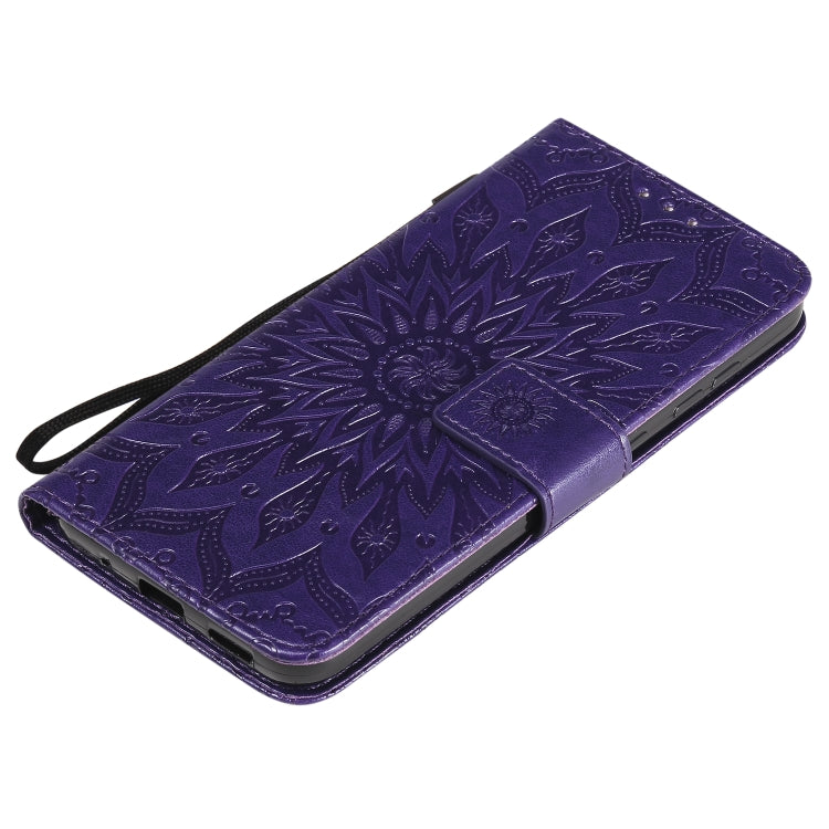 For Nokia 2.3 Embossed Sunflower Pattern Horizontal Flip PU Leather Case with Holder & Card Slots & Wallet & Lanyard