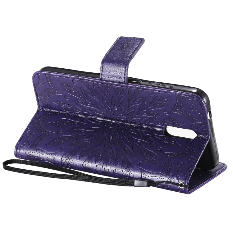 For Nokia 2.3 Embossed Sunflower Pattern Horizontal Flip PU Leather Case with Holder & Card Slots & Wallet & Lanyard