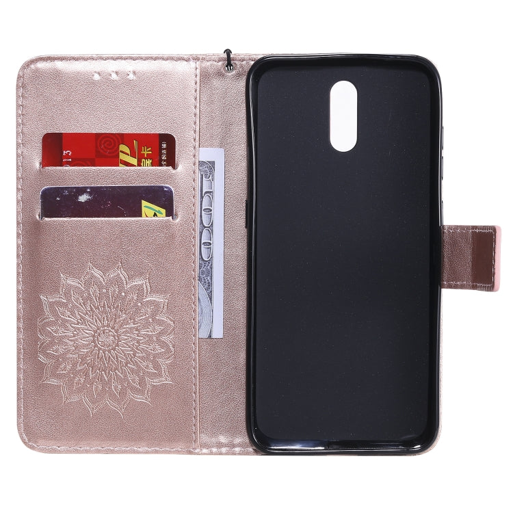 For Nokia 2.3 Embossed Sunflower Pattern Horizontal Flip PU Leather Case with Holder & Card Slots & Wallet & Lanyard