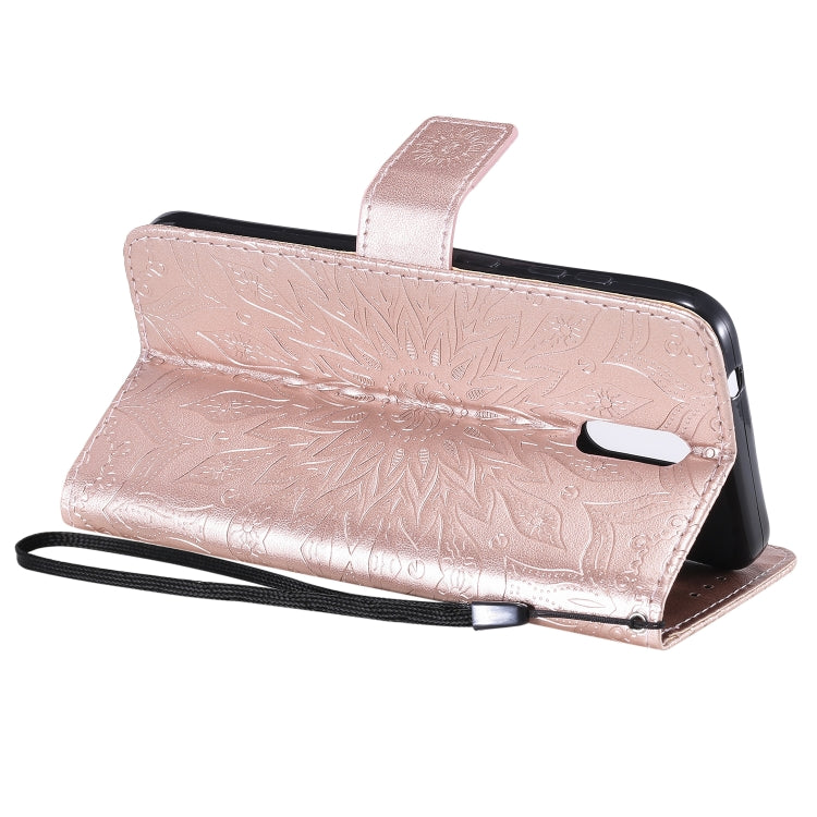 For Nokia 2.3 Embossed Sunflower Pattern Horizontal Flip PU Leather Case with Holder & Card Slots & Wallet & Lanyard