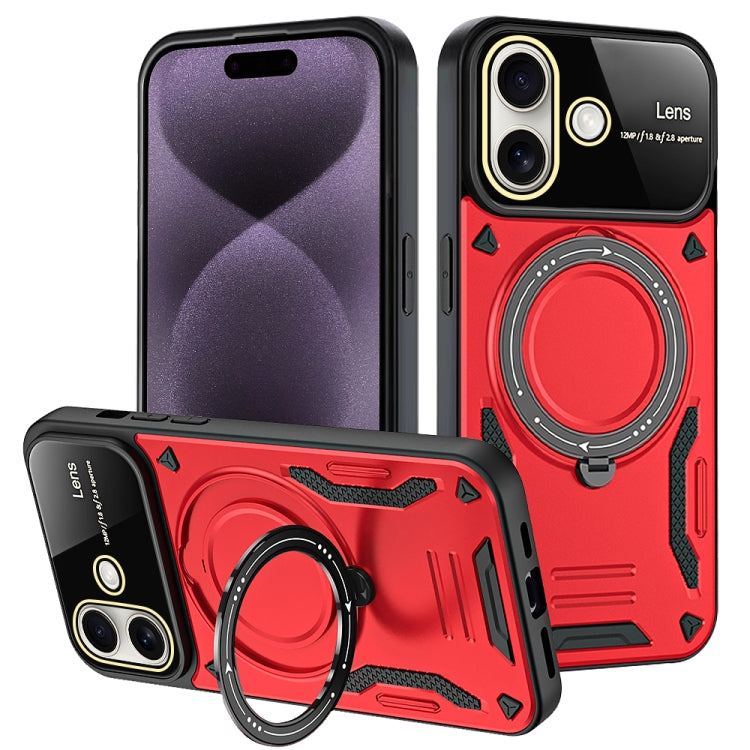 For iPhone 16 Plus Large Window MagSafe Holder Phone Case