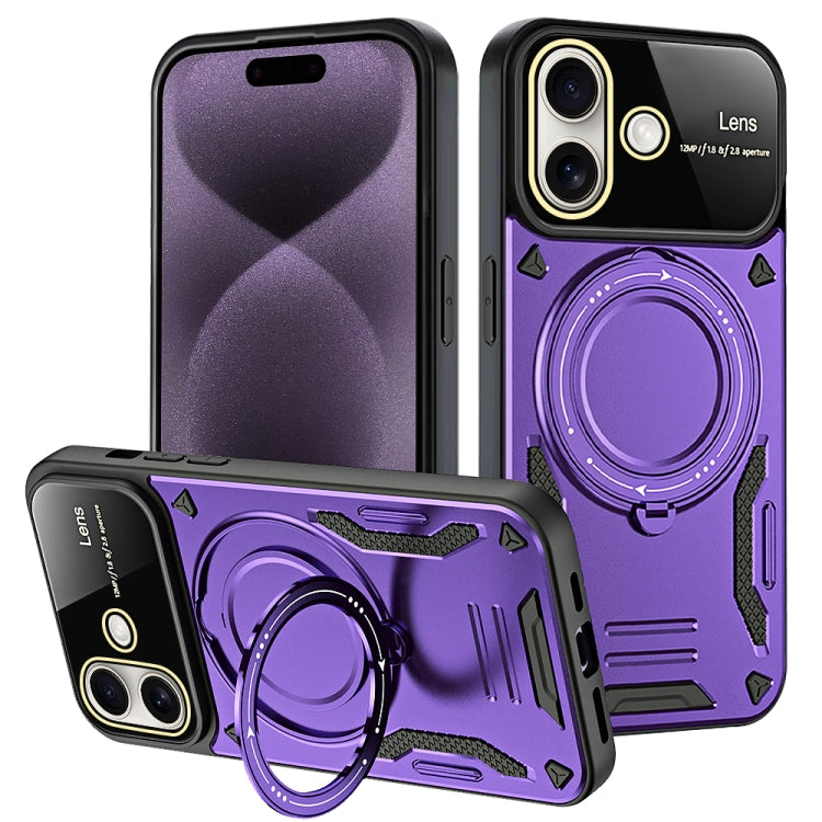 For iPhone 16 Large Window MagSafe Holder Phone Case