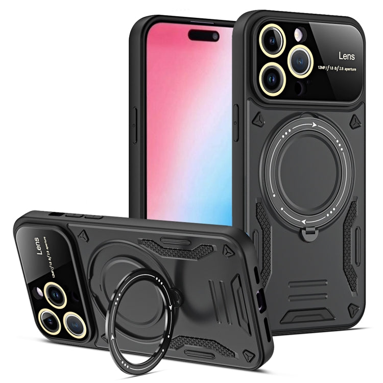 For iPhone 15 Pro Large Window MagSafe Holder Phone Case