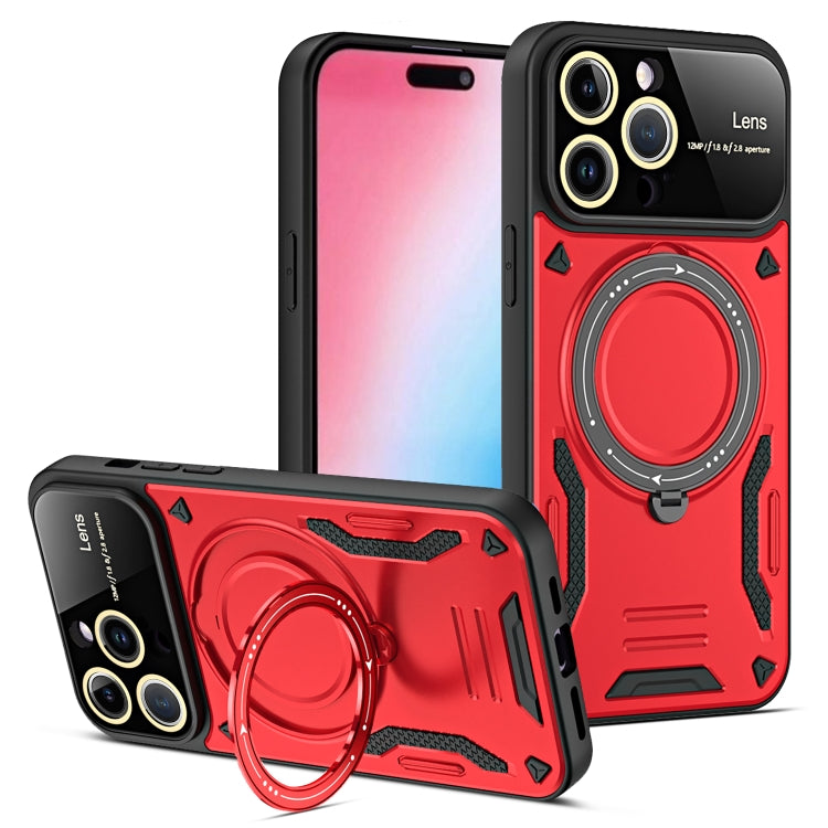 For iPhone 15 Pro Large Window MagSafe Holder Phone Case