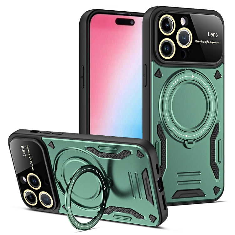 For iPhone 15 Pro Large Window MagSafe Holder Phone Case