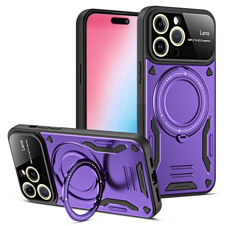For iPhone 15 Pro Large Window MagSafe Holder Phone Case