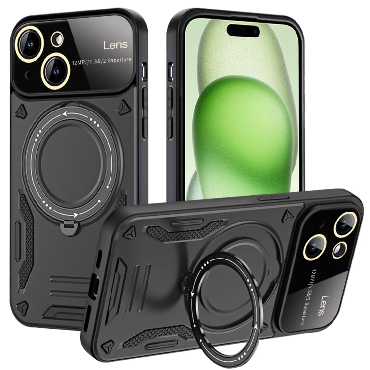 For iPhone 15 Plus Large Window MagSafe Holder Phone Case