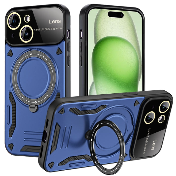 For iPhone 15 Plus Large Window MagSafe Holder Phone Case