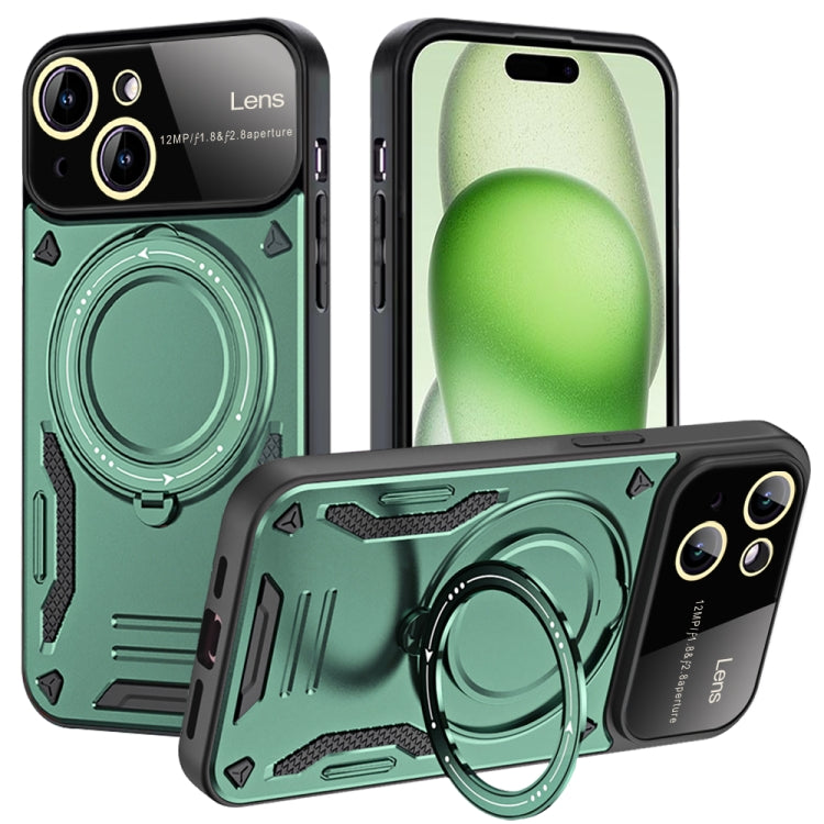 For iPhone 15 Plus Large Window MagSafe Holder Phone Case