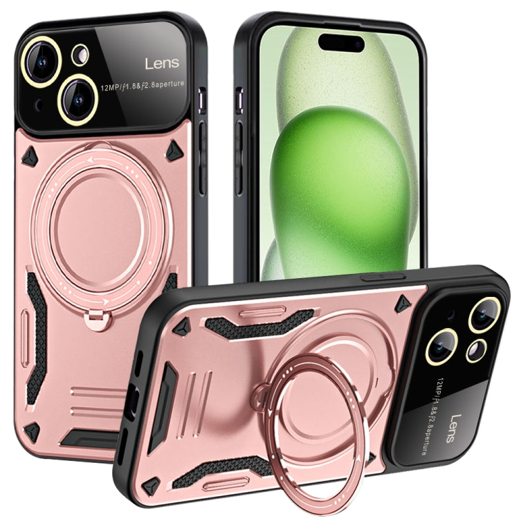 For iPhone 15 Plus Large Window MagSafe Holder Phone Case
