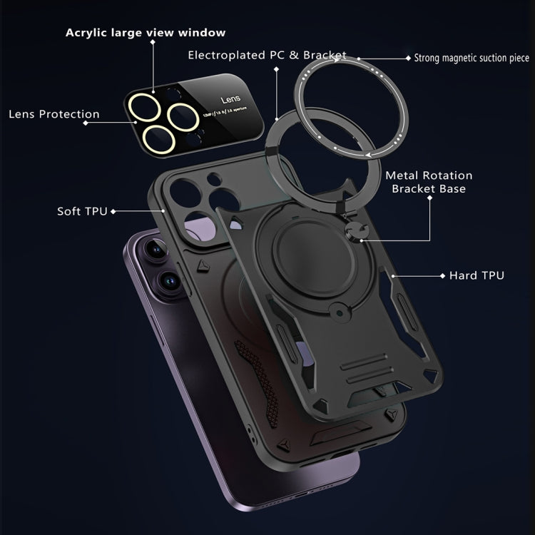 For iPhone 16 Large Window MagSafe Holder Phone Case