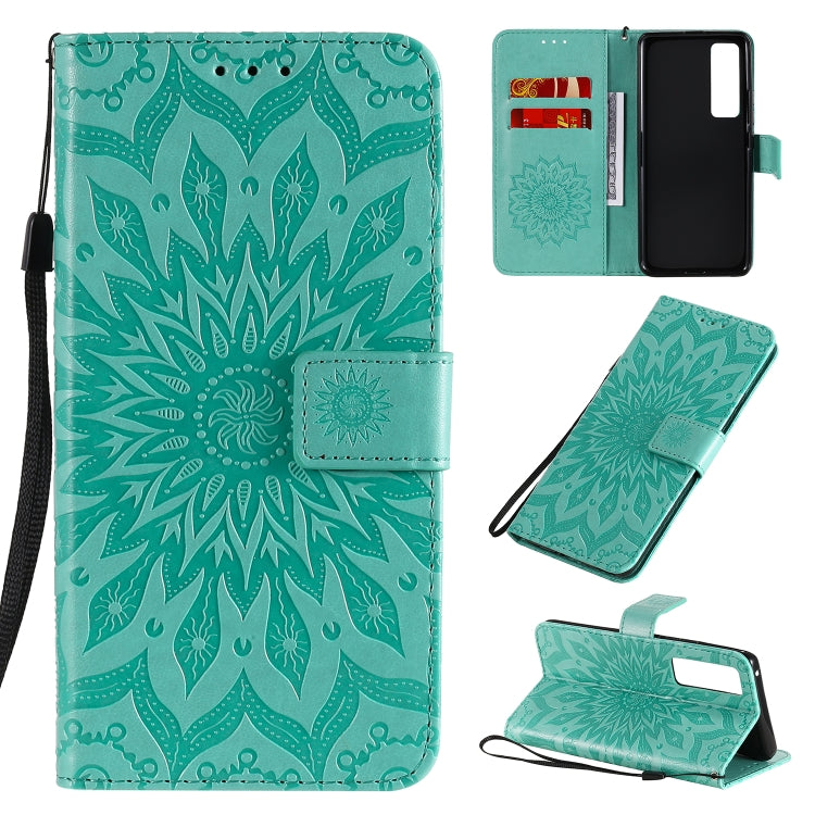 For Huawei Nova 7 Pro 5G Embossed Sunflower Pattern Horizontal Flip PU Leather Case with Holder & Card Slots & Wallet & Lanyard