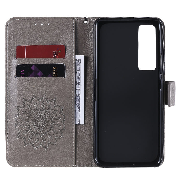For Huawei Nova 7 Pro 5G Embossed Sunflower Pattern Horizontal Flip PU Leather Case with Holder & Card Slots & Wallet & Lanyard