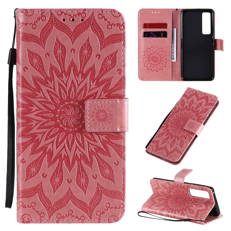 For Huawei Nova 7 Pro 5G Embossed Sunflower Pattern Horizontal Flip PU Leather Case with Holder & Card Slots & Wallet & Lanyard