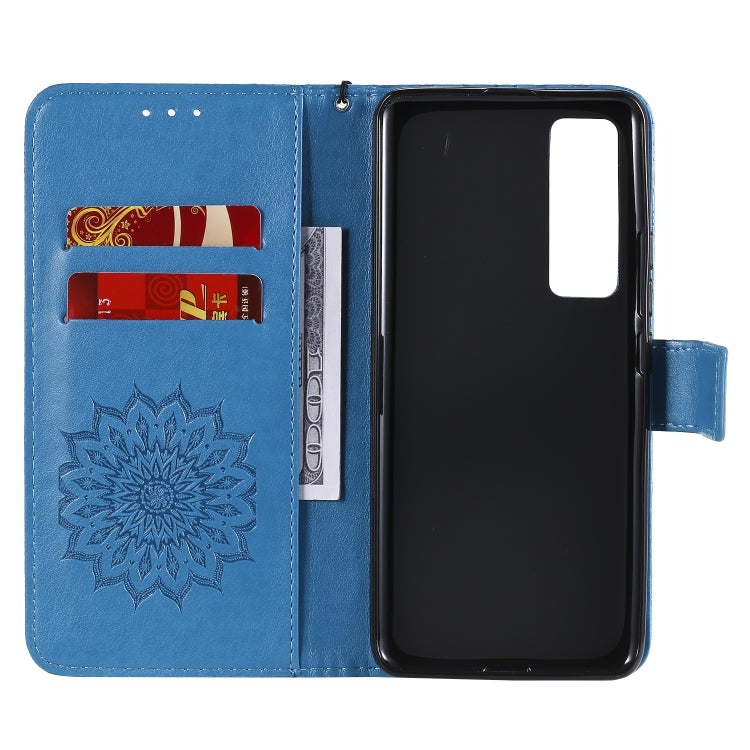 For Huawei Nova 7 Pro 5G Embossed Sunflower Pattern Horizontal Flip PU Leather Case with Holder & Card Slots & Wallet & Lanyard