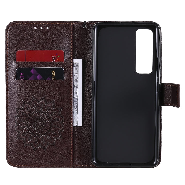 For Huawei Nova 7 Pro 5G Embossed Sunflower Pattern Horizontal Flip PU Leather Case with Holder & Card Slots & Wallet & Lanyard