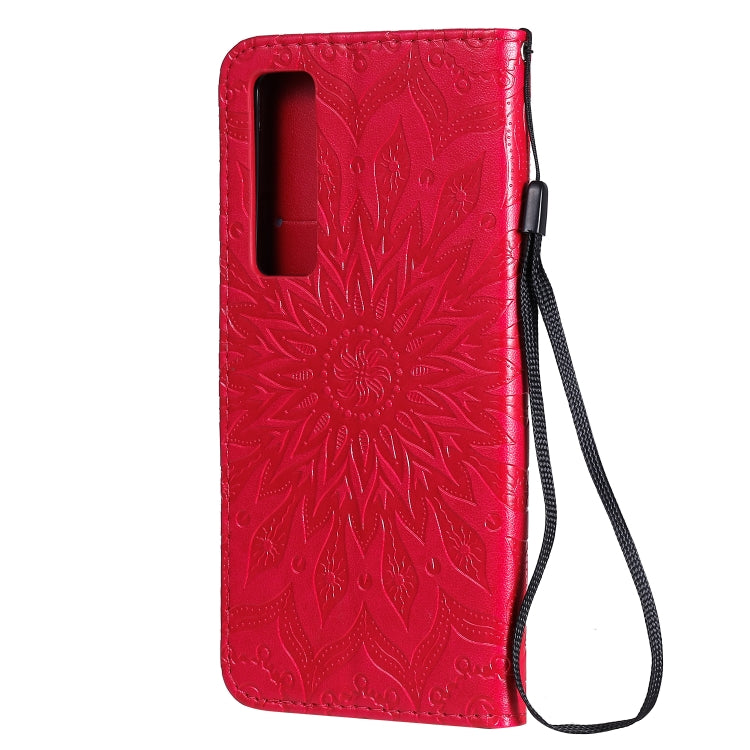 For Huawei Nova 7 Pro 5G Embossed Sunflower Pattern Horizontal Flip PU Leather Case with Holder & Card Slots & Wallet & Lanyard