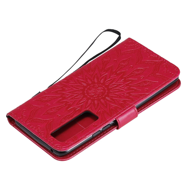 For Huawei Nova 7 Pro 5G Embossed Sunflower Pattern Horizontal Flip PU Leather Case with Holder & Card Slots & Wallet & Lanyard