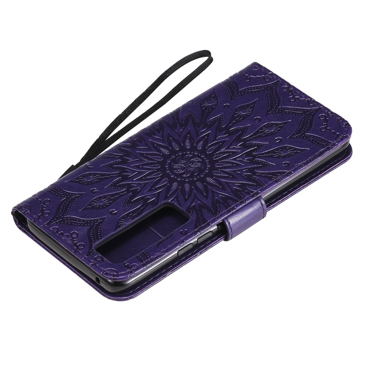 For Huawei Nova 7 Pro 5G Embossed Sunflower Pattern Horizontal Flip PU Leather Case with Holder & Card Slots & Wallet & Lanyard
