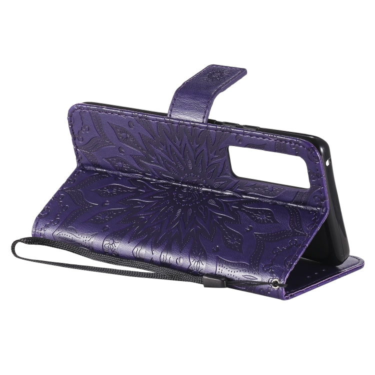 For Huawei Nova 7 Pro 5G Embossed Sunflower Pattern Horizontal Flip PU Leather Case with Holder & Card Slots & Wallet & Lanyard