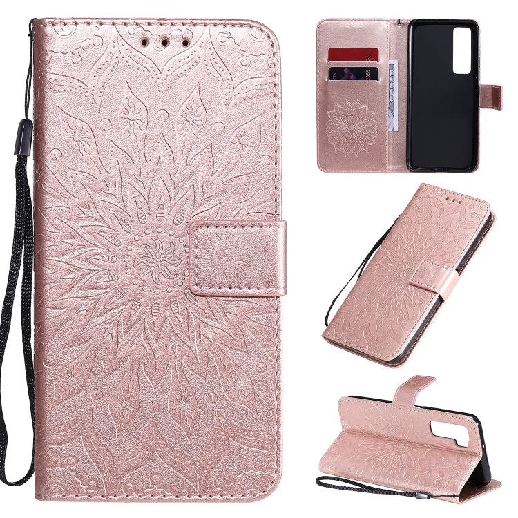 For Huawei Nova 7 Pro 5G Embossed Sunflower Pattern Horizontal Flip PU Leather Case with Holder & Card Slots & Wallet & Lanyard
