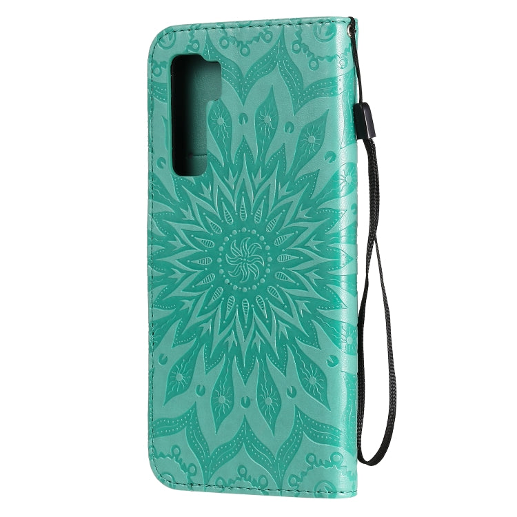 For Huawei Nova 7 SE/P40 Lite 5G Embossed Sunflower Pattern Horizontal Flip PU Leather Case with Holder & Card Slots & Wallet & Lanyard