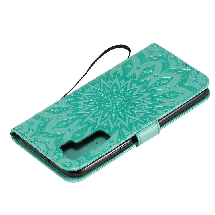 For Huawei Nova 7 SE/P40 Lite 5G Embossed Sunflower Pattern Horizontal Flip PU Leather Case with Holder & Card Slots & Wallet & Lanyard