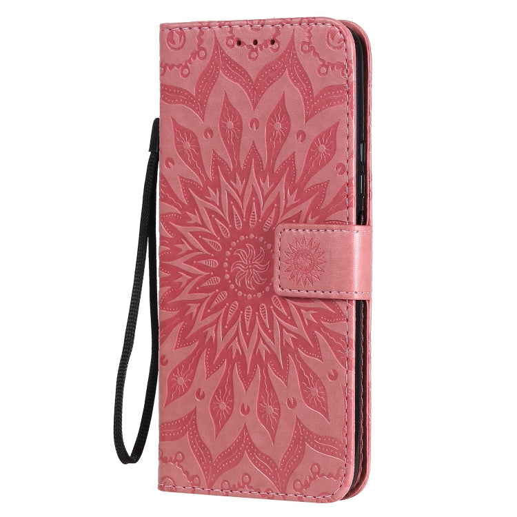 For Huawei Nova 7 SE/P40 Lite 5G Embossed Sunflower Pattern Horizontal Flip PU Leather Case with Holder & Card Slots & Wallet & Lanyard