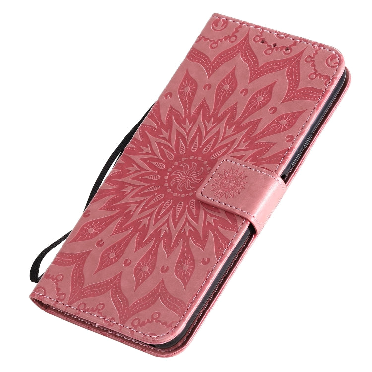 For Huawei Nova 7 SE/P40 Lite 5G Embossed Sunflower Pattern Horizontal Flip PU Leather Case with Holder & Card Slots & Wallet & Lanyard