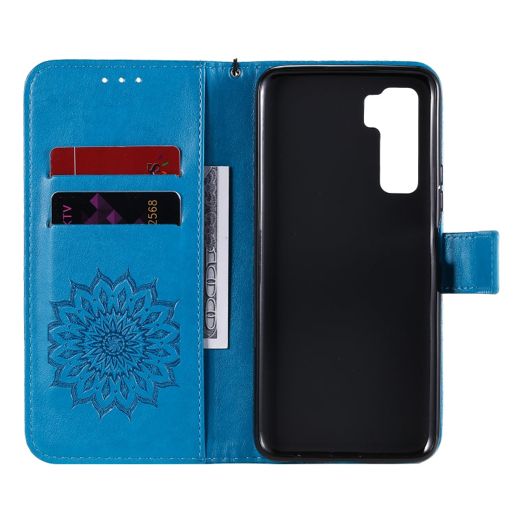 For Huawei Nova 7 SE/P40 Lite 5G Embossed Sunflower Pattern Horizontal Flip PU Leather Case with Holder & Card Slots & Wallet & Lanyard