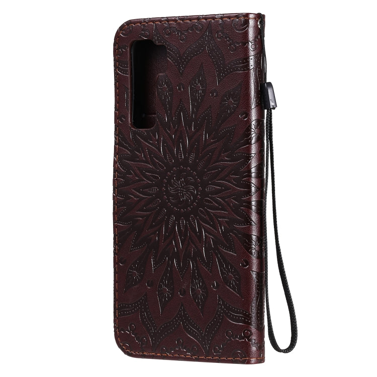 For Huawei Nova 7 SE/P40 Lite 5G Embossed Sunflower Pattern Horizontal Flip PU Leather Case with Holder & Card Slots & Wallet & Lanyard