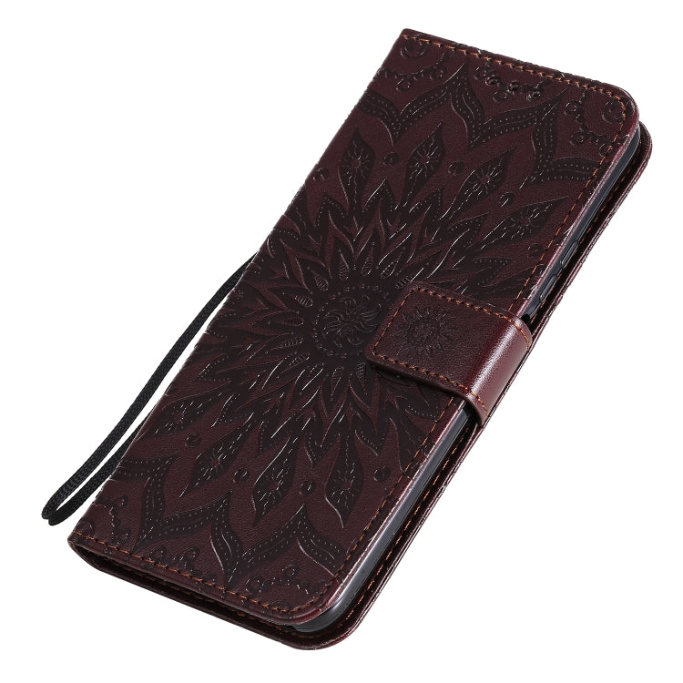 For Huawei Nova 7 SE/P40 Lite 5G Embossed Sunflower Pattern Horizontal Flip PU Leather Case with Holder & Card Slots & Wallet & Lanyard