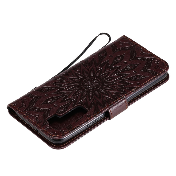 For Huawei Nova 7 SE/P40 Lite 5G Embossed Sunflower Pattern Horizontal Flip PU Leather Case with Holder & Card Slots & Wallet & Lanyard