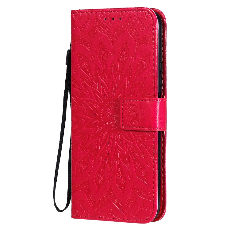 For Huawei Nova 7 SE/P40 Lite 5G Embossed Sunflower Pattern Horizontal Flip PU Leather Case with Holder & Card Slots & Wallet & Lanyard
