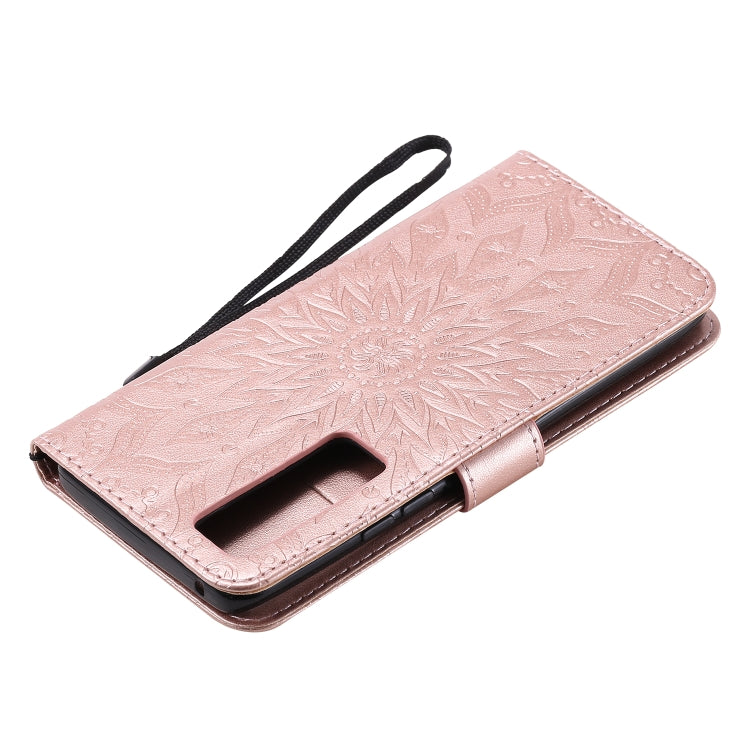 For Huawei Nova 7 SE/P40 Lite 5G Embossed Sunflower Pattern Horizontal Flip PU Leather Case with Holder & Card Slots & Wallet & Lanyard
