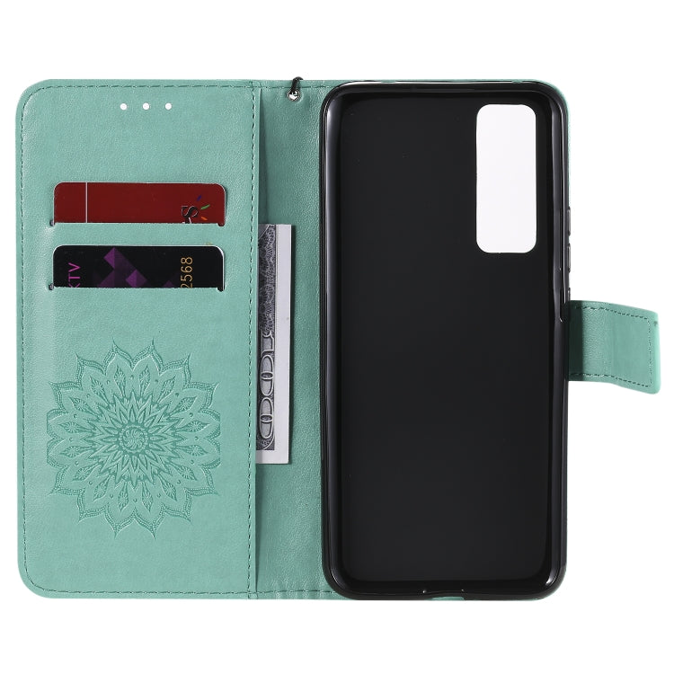 For Huawei Nova 7 5G Embossed Sunflower Pattern Horizontal Flip PU Leather Case with Holder & Card Slots & Wallet & Lanyard