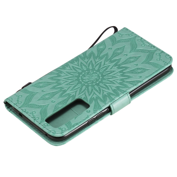 For Huawei Nova 7 5G Embossed Sunflower Pattern Horizontal Flip PU Leather Case with Holder & Card Slots & Wallet & Lanyard