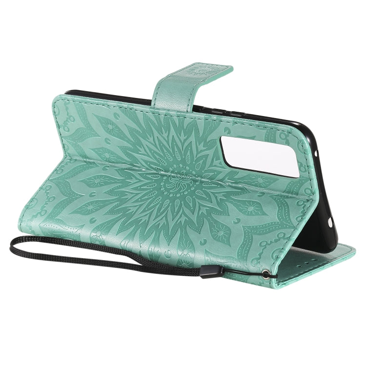 For Huawei Nova 7 5G Embossed Sunflower Pattern Horizontal Flip PU Leather Case with Holder & Card Slots & Wallet & Lanyard