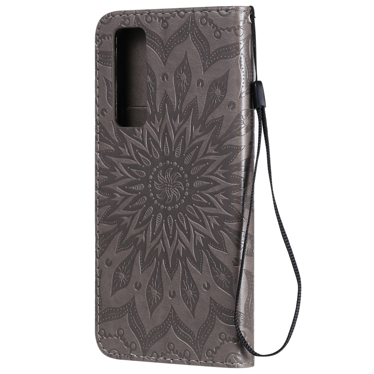For Huawei Nova 7 5G Embossed Sunflower Pattern Horizontal Flip PU Leather Case with Holder & Card Slots & Wallet & Lanyard