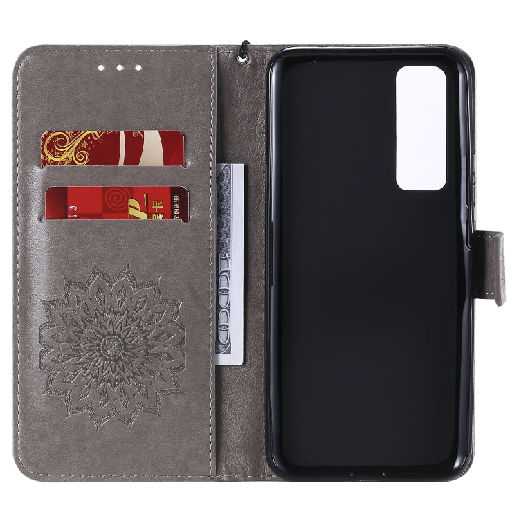 For Huawei Nova 7 5G Embossed Sunflower Pattern Horizontal Flip PU Leather Case with Holder & Card Slots & Wallet & Lanyard