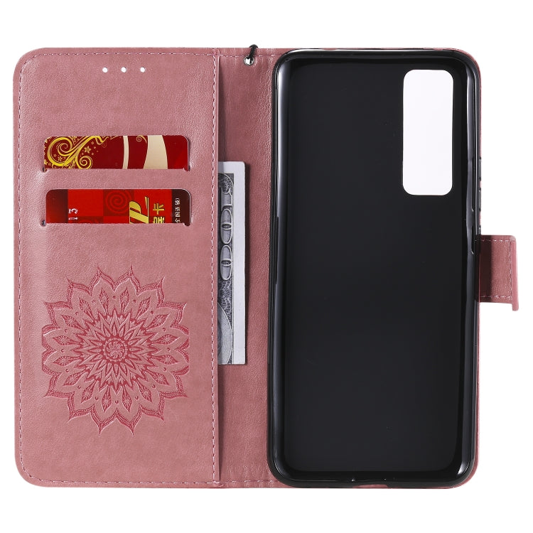 For Huawei Nova 7 5G Embossed Sunflower Pattern Horizontal Flip PU Leather Case with Holder & Card Slots & Wallet & Lanyard