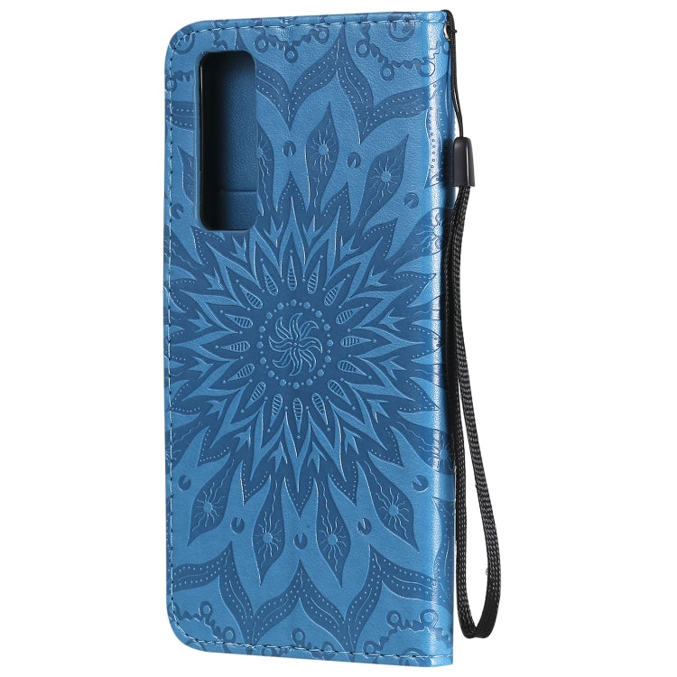 For Huawei Nova 7 5G Embossed Sunflower Pattern Horizontal Flip PU Leather Case with Holder & Card Slots & Wallet & Lanyard