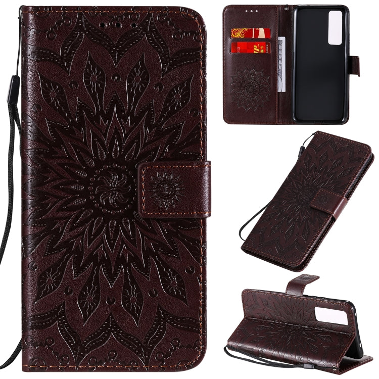 For Huawei Nova 7 5G Embossed Sunflower Pattern Horizontal Flip PU Leather Case with Holder & Card Slots & Wallet & Lanyard