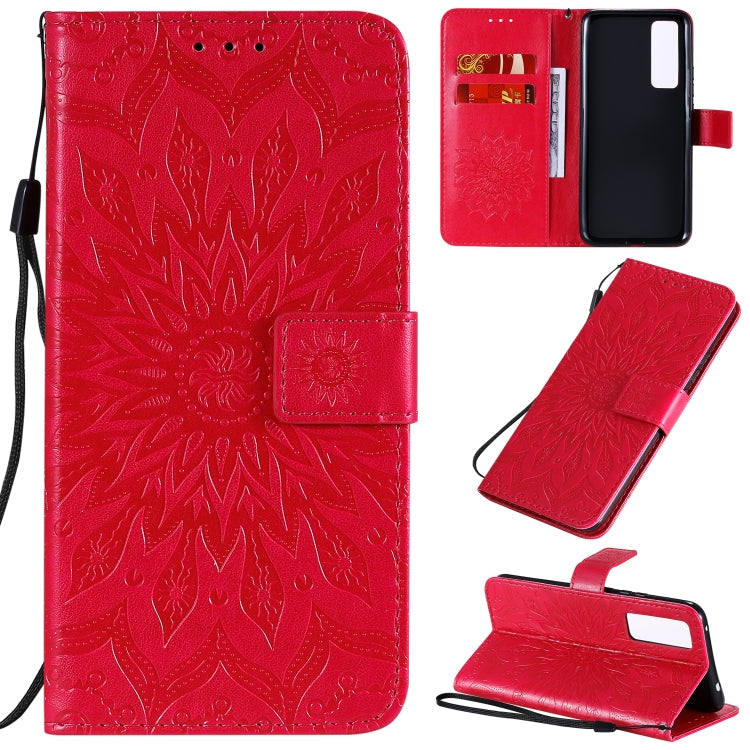 For Huawei Nova 7 5G Embossed Sunflower Pattern Horizontal Flip PU Leather Case with Holder & Card Slots & Wallet & Lanyard