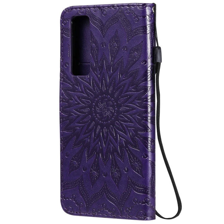 For Huawei Nova 7 5G Embossed Sunflower Pattern Horizontal Flip PU Leather Case with Holder & Card Slots & Wallet & Lanyard