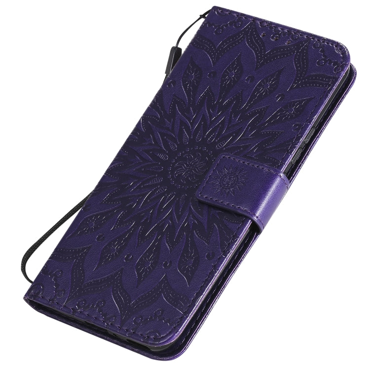 For Huawei Nova 7 5G Embossed Sunflower Pattern Horizontal Flip PU Leather Case with Holder & Card Slots & Wallet & Lanyard